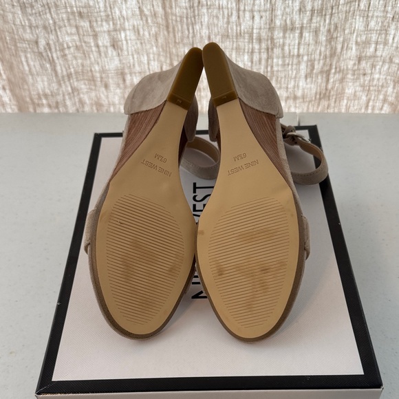 Nine West Beige Suede Wedge Sandals - Picture 6 of 6